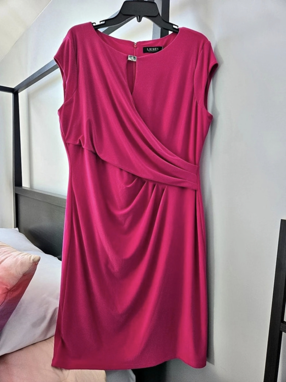 Lauren Ralph Lauren Draped Midi Dress in Pink Size 16 NWT